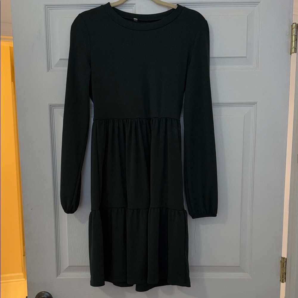 Stylish Dark Green Ribbed dress